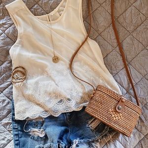 White Tank With Lace Details